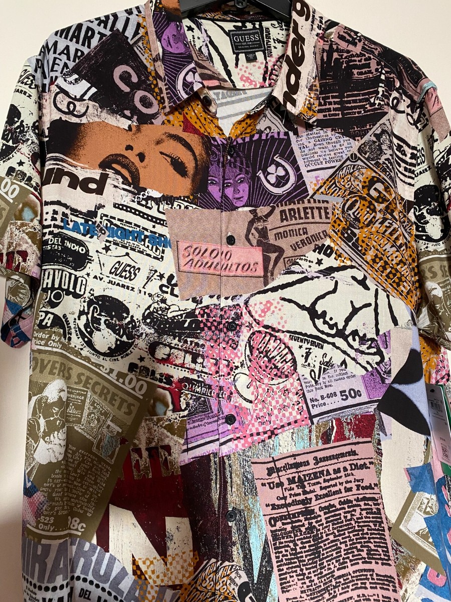newspaper dress shirt Newspaper Print Button Down Shirt