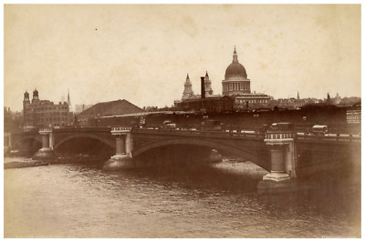 England, London, Blackfriars Bridge Vintage Print, Albumen Print 19x29 