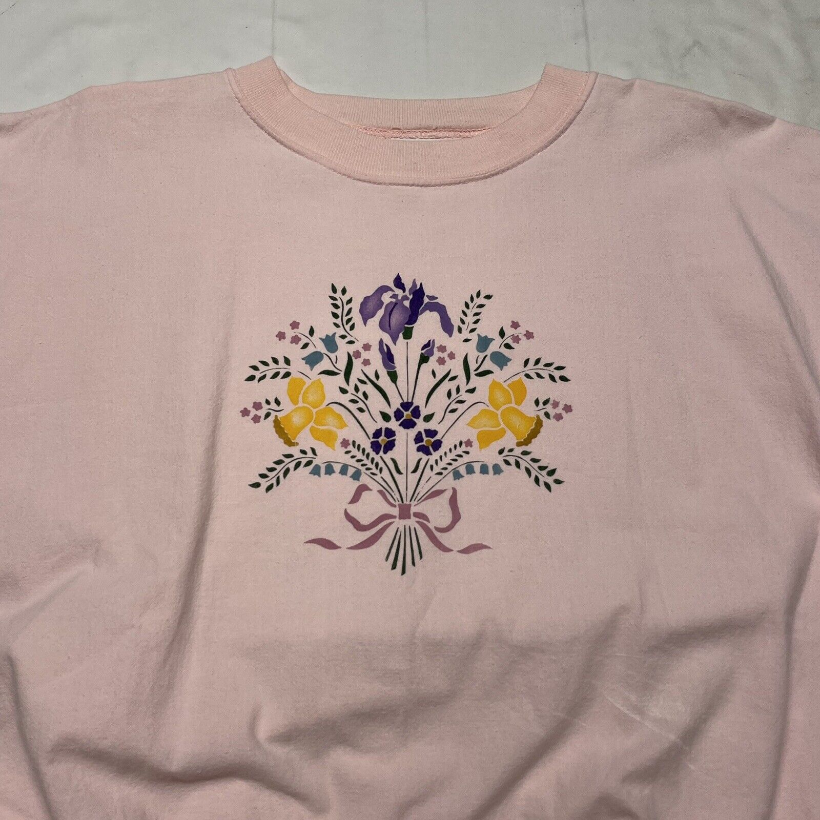 Vintage 80s Flowers T-Shirt Women’s Medium Top Bl… - image 2