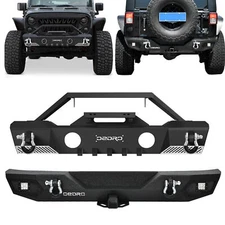 Stubby Front Bumper W/ Winch Plate & D-rings For 2007-2018 Jeep Wrangler JK JKU