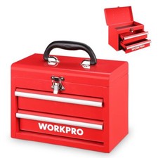 Workpro Portable Mini Tool Box 2 Drawer Metal Tool Chest With Ball Bearing Slide