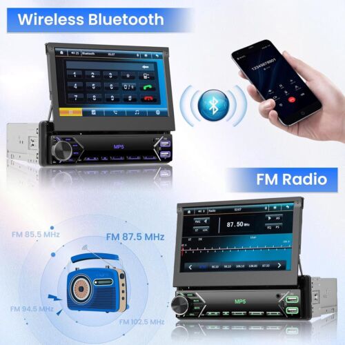Hikity Single DIN Flip Out Touchscreen Autoradio mit Bluetooth, 7 Zoll Autoradio - Bild 4 von 8