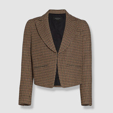  597 Rag  Bone Women's Brown Elle Crop Wool Houndstooth Blazer Jacket Size 10