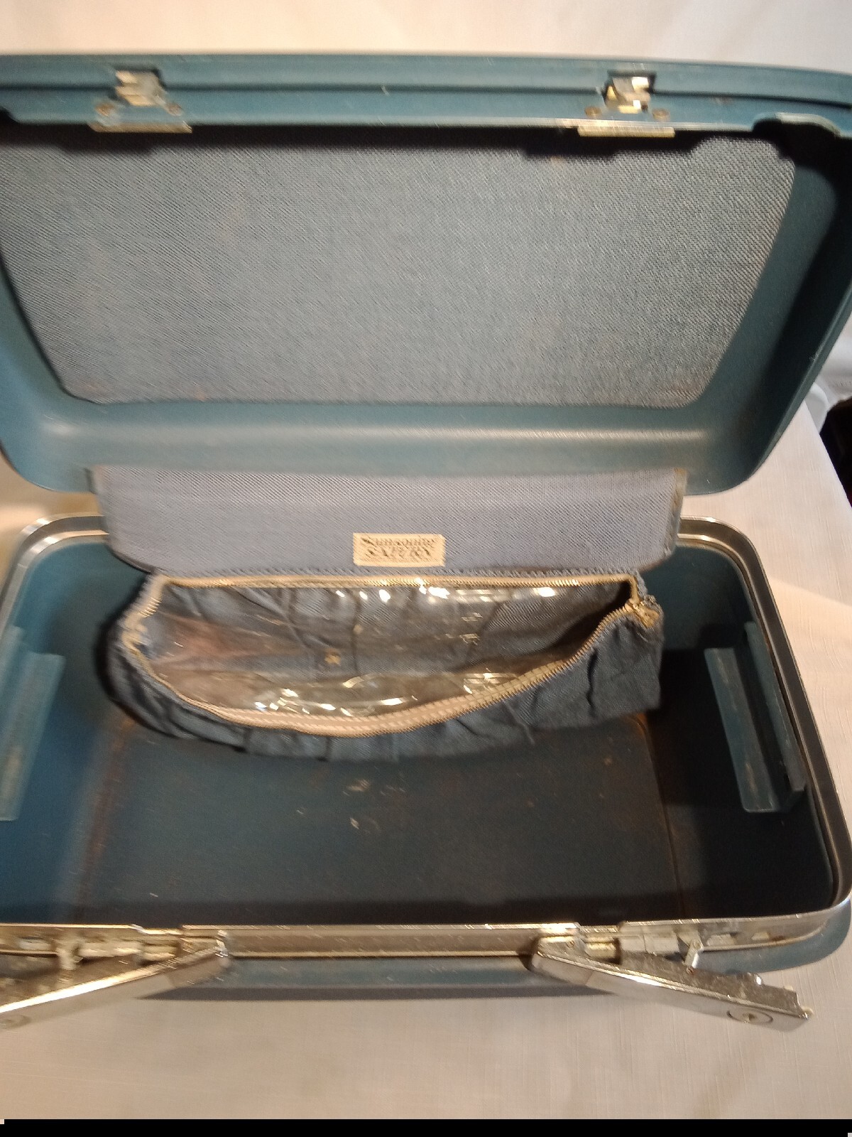 Vintage Samsonite Saturn Train Case CarryOn Makeup Luggage Blue eBay