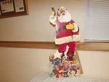 Vintage Coca Cola Santa & Elves Cardboard Stand Store Display 27 in X 12 in