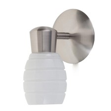 Image of Litecraft Wall Spotlight 1 Arm With White Glass Shade - Brushed Chrome Clearance