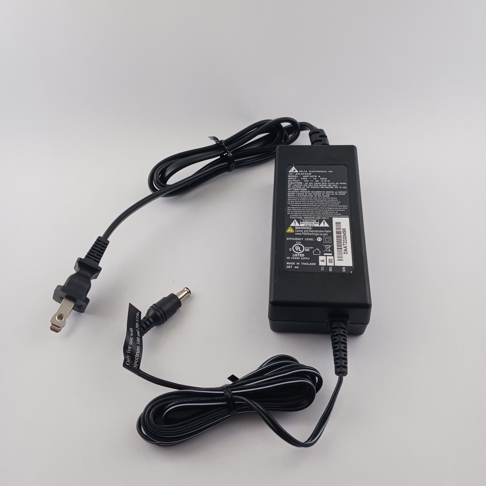 Delta Electronics Inc Power Supply 12v Model ADP36TR A 12V 60Hz 3A