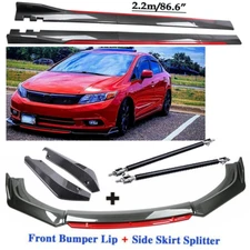 Carbon Fiber Front Bumper Lip Spoiler + Side Skirt Rear For Honda Civic Si EX LX
