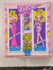 Vintage 1988 Mattel Barbie Pink Carrying Case Wardrobe With Lot Of 16 Barbies