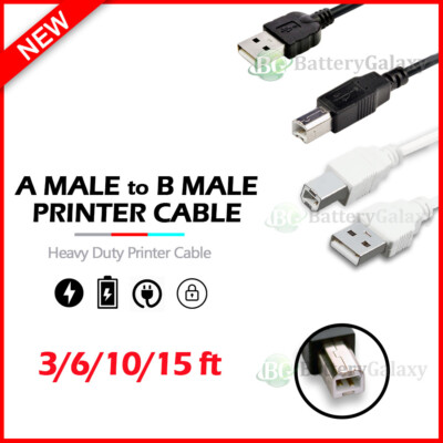 HIGH SPEED USB 2.0 Cable Printer Hard Drive Cord Type A Male to B Male 3-15FT