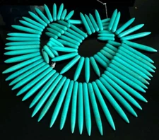 20-48mm Blue Howlite Turquoise Graduated Spike Beads 18"
