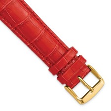 DeBeer 20mm Red Crocodile-Style Grain Chrono Gold-tone Buckle Watch Band