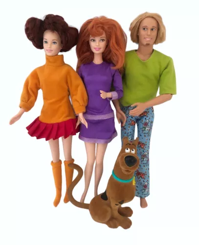 SCOOBY DOO Barbie Mattel Dolls Lot Velma Daphne Shaggy Ken Dog Cartoon Network