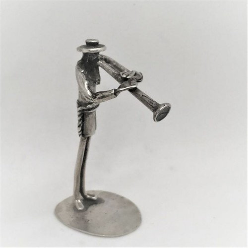 Sterling Silver Miniature Sculptures Hassid Blowing Trumpet handmade - Picture 7 of 12