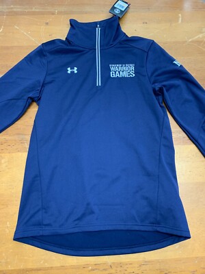 Under Armour 1/4 Zip Pullover Windbreaker DoD Warrior Games Navy Womens S New