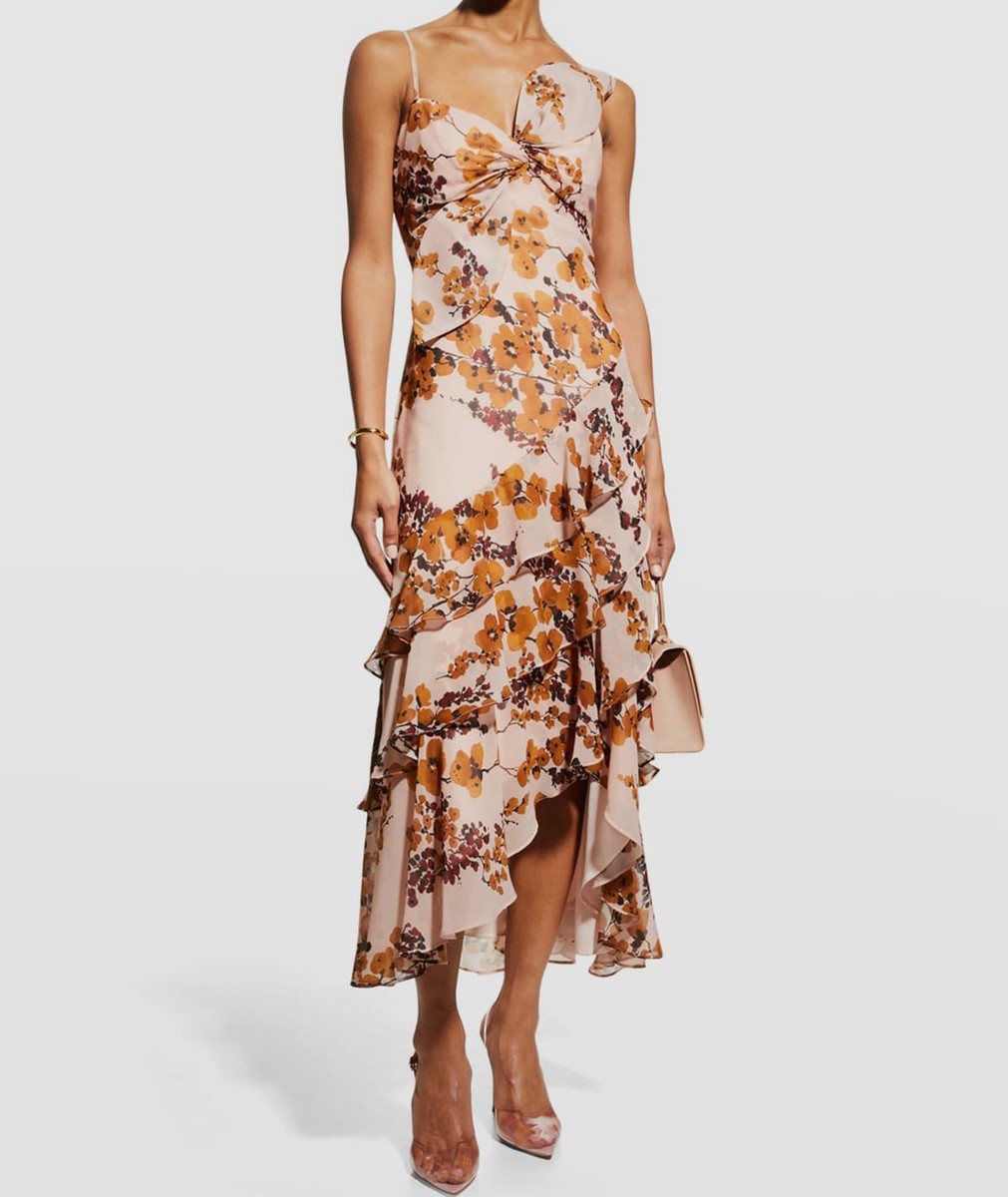 navy blue dress for baby girl BADGLEY MISCHKA One-shoulder draped crepe midi dress