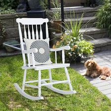 Wood Rocking Chair Oversized Acacia Wood Slat Back Rocker Chairs Support 350 lbs