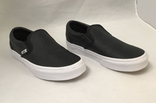black leather vans slip ons mens