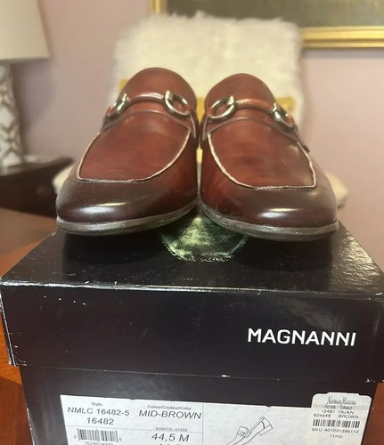 Mocassini autista scarpe Magnanni uomo Diago cinturino in pelle taglia 11,5 marroni nuove - Foto 2 di 12