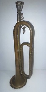 VINTAGE U.S. MILITARY BUGLE 17 INCH  WITH SOME FIELD SCARS Dents AS IS🌺🌺