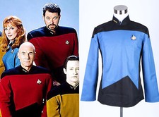 New Star Trek TNG The Next Generation Uniform Shirt Costume Blue Cosplay