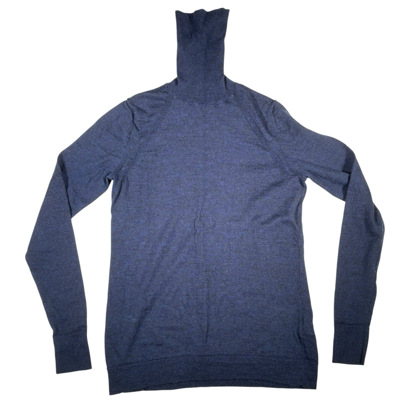 Navy Blue 100% Merino Wool Turtleneck Sweater for Women - XS Petite