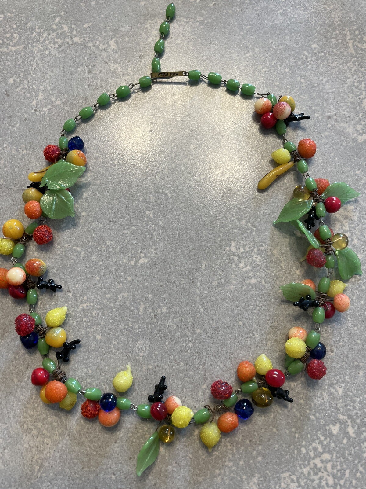 Handmade Fruit Glass Pendant Necklace Stainless Steel Choker