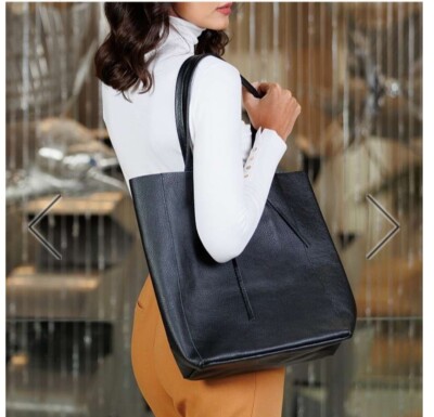 Vera Pelle Fernanda luxurious black real genuine 100% leather