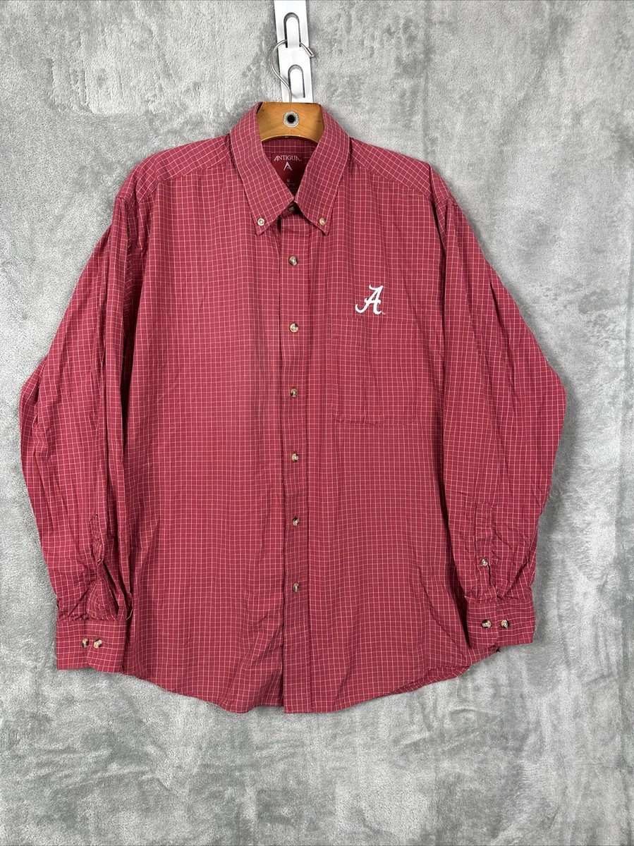 Antigua Alabama Red Button Down Long Sleeve Shirt Collared Mens Medium Antigua Alabama Red Button Down Long Sleeve Shirt Collared Mens Medium