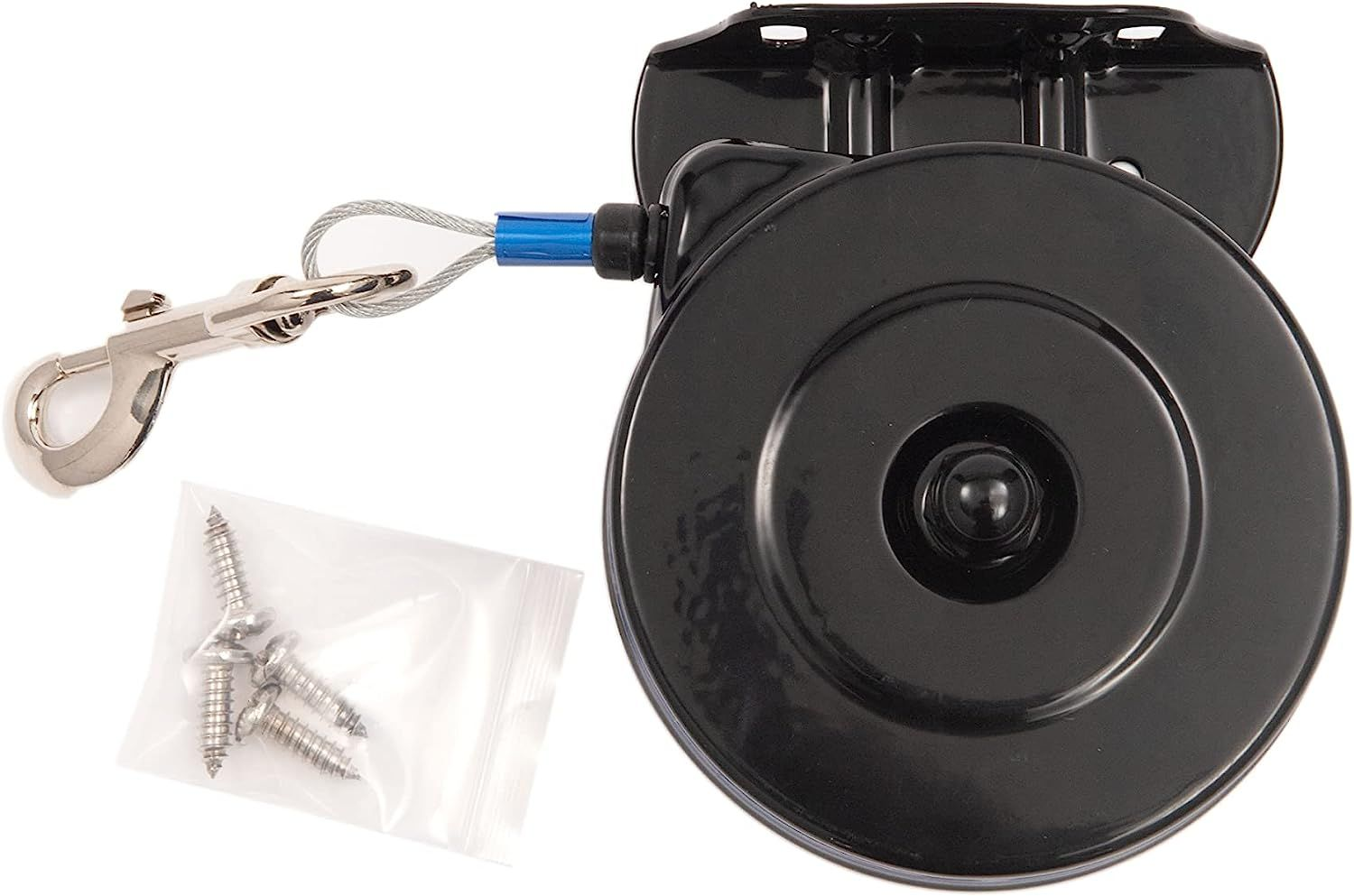 Lixit Bracket Mount and Stake Retractable Leash Tie Outs Medium, Black