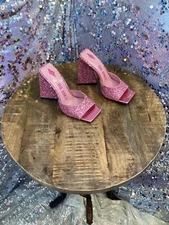 The ATTICO Sz 6 Pink Chunky Pink Glitter Slide On Heels NWOB