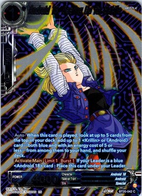 Android 18, Gearing Up for Battle (Silver Foil) Foil Power Absorbed BT20-042 NM
