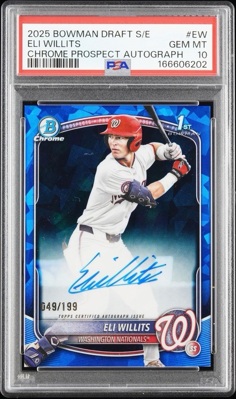 2025 BOWMAN Crome DRAFT SAPPHIRE EDITION PROSPECT AUTOGRAPHS ELI WILLITS CPA-ew