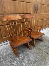 Vintage Nichols & Stone Child Maple Wood Rocking Chairs (2) USA