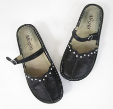 Alegria Black Suede Studded Mary Jane Slip On Slides Comfort Shoes 40 9.5 10