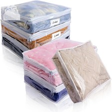 Clear Zippered Storage Bags 6-Pack Clothes Sweater Organizer 15.7x13.8 Plastic