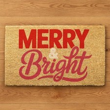 Merry  Bright Christmas Doormat, Holiday Entryway Mat, Xmas Home Decor