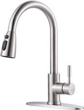 Kitchen Faucet with Sprayer, Kitchen Sink Faucet, SUS 304 Stainless Steel, High