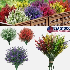 8 Bundles Artificial Fake Flowers for Outdoor Decoration UV Resistant Faux Plant