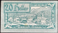 20 Heller Grünau 1920 emergency money voucher Austria #16.02.a4