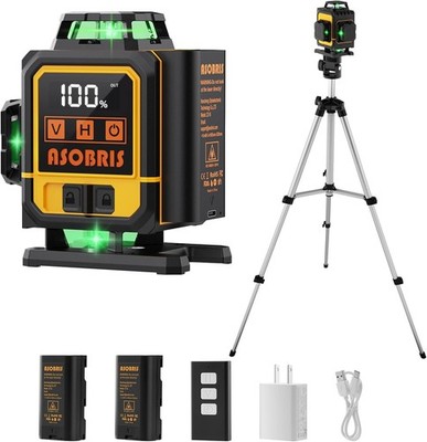 4x360° Laser Level Self Leveling with Tripod & 2x2400mAh Battery