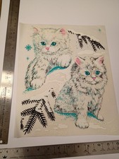 Vintage  Iron -On / Heat Transfer Kitty Cats in the Snow  Large  -NT17