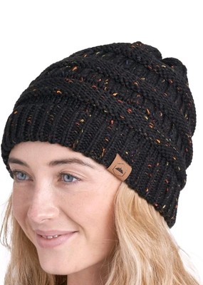 Chunky Cable Knit Speckled Beanie Hat Women Outdoor Performance Tough Headwear