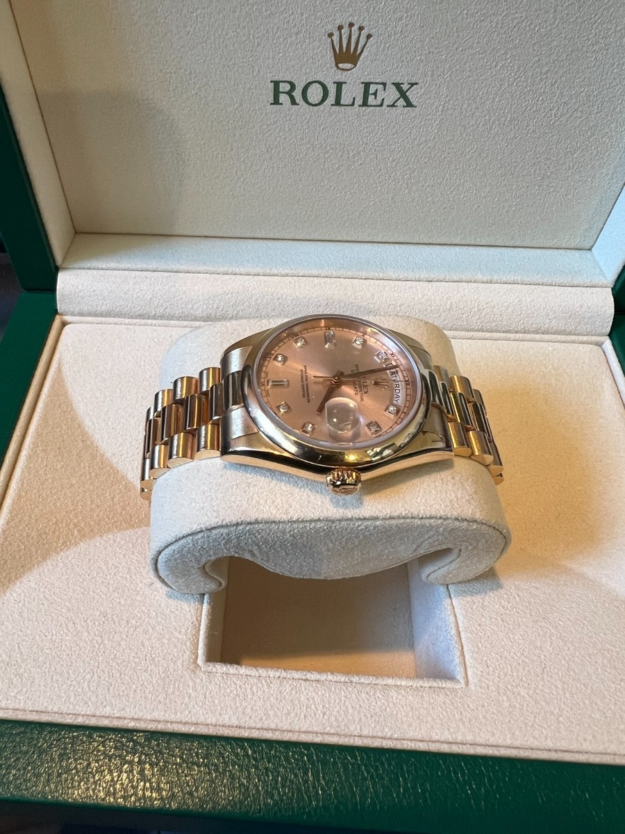 ROLEX 118205 Pink Diamond DAY DATE 36MM PRESIDENT Oyster Perpetual
