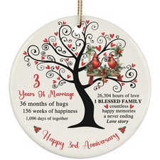 3 Years Love Story Ornament Happy 3rd Anniversary Cardinal Couple Christmas Gift