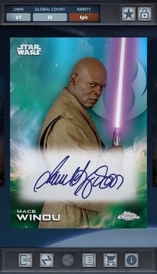 Mace Windu - Signatures Blue 150cc Epic - Star Wars Card Trader Topps Chrome