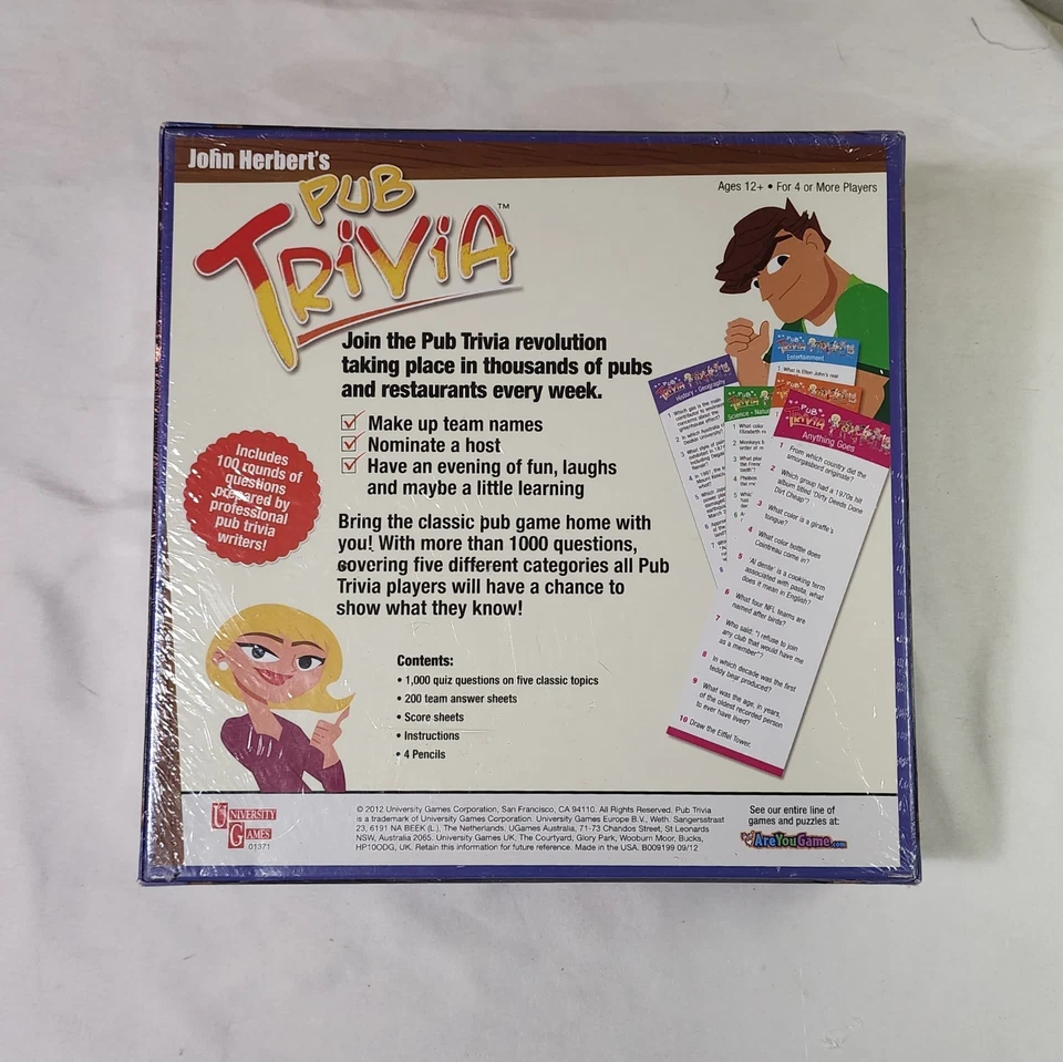 John Herbert's PUB TRIVIA - University Games 2012 Old Fashioned Team Trivia NEW - Image 2 of 4