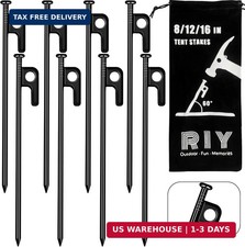 RIY Tent Stakes Heavy Duty 8 inch Metal Tent Pegs for Camping Steel Tent Stakes