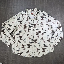 Woolrich x Target Flannel Shirt Mens XL Cream Bird Print Motif Button Down NWT