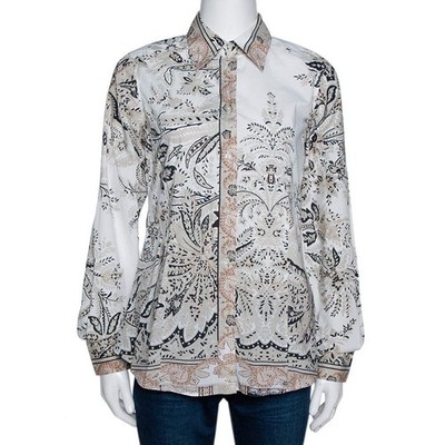 Etro Beige Paisley Print Stretch Cotton Long Sleeve Shirt M